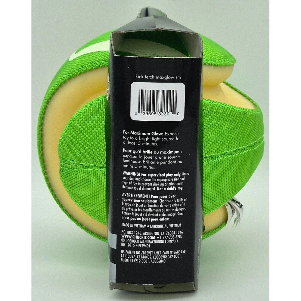 Chuckit Max Glow Kick Fetch Small 5.5” Glow in Dark Dog Toy New